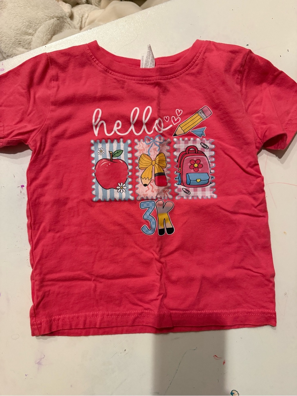 Girls 3T Rabbit Skins Pink "hello 3K" Graphic Tee